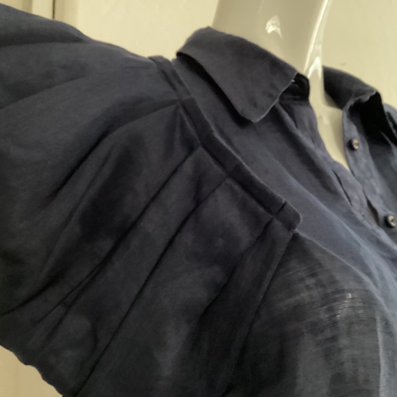 Aureta NWOT Stella Shirt, ptp 18, navy blue, button up - Picture 5 of 11